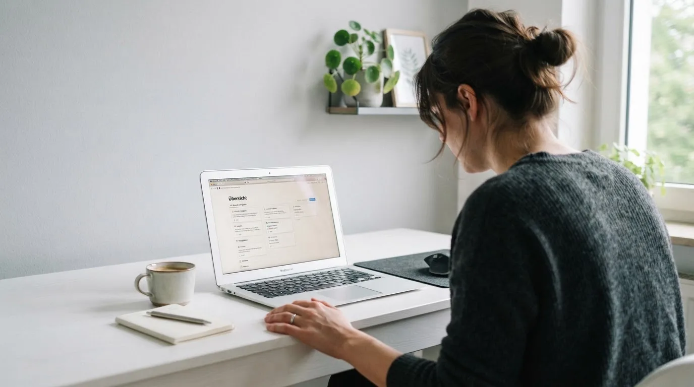 Person am Laptop liest eine Übersichtsseite zu Glücksspielen im Internet — online casino schnelle auszahlung